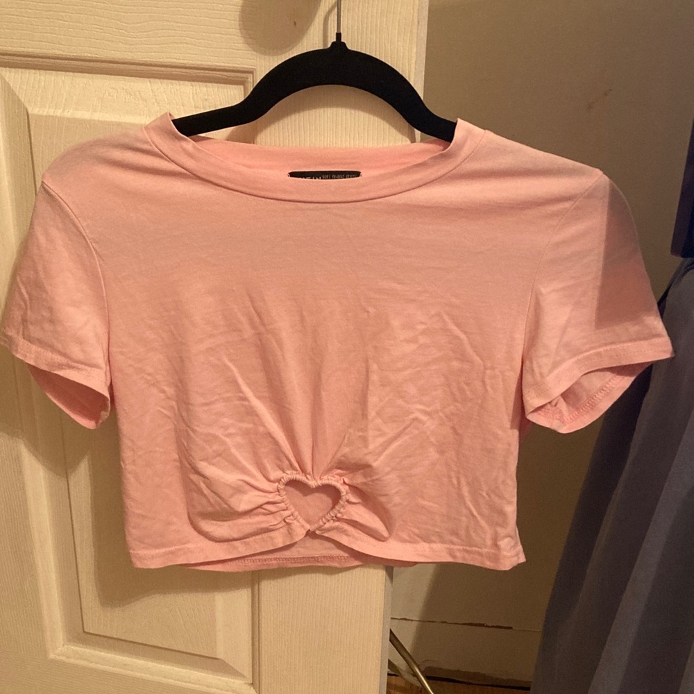 Baby Pink Crop Top with Cute Heart Cutout
